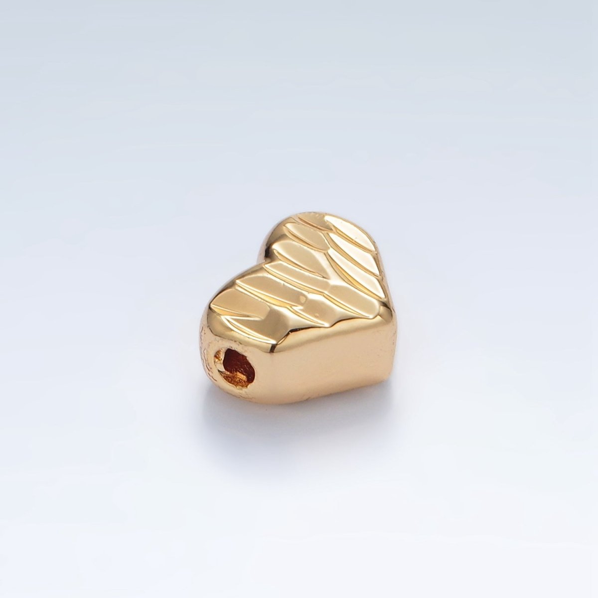 24K Gold plated 9mm Multifaceted Prism Heart Bead in Gold & Silver | B353