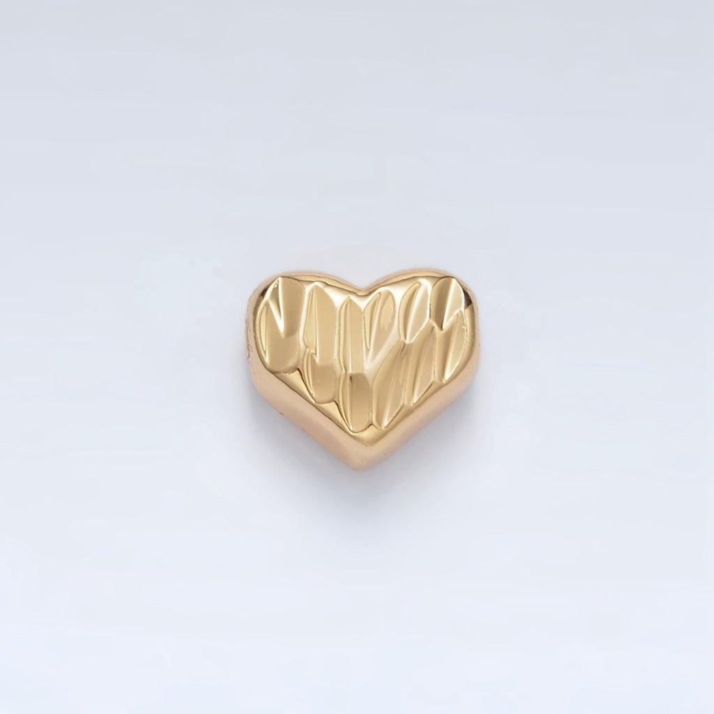 24K Gold plated 9mm Multifaceted Prism Heart Bead in Gold & Silver | B353
