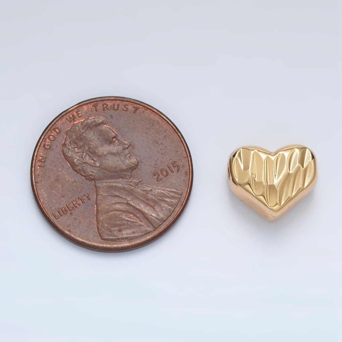 24K Gold plated 9mm Multifaceted Prism Heart Bead in Gold & Silver | B353