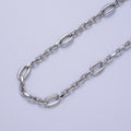 24K Gold plated 9mm Designed Oval Flat Cable Link Gold, Silver Unfinished Chain | ROLL-897, ROLL-898 Clearance Pricing - DLUXCA