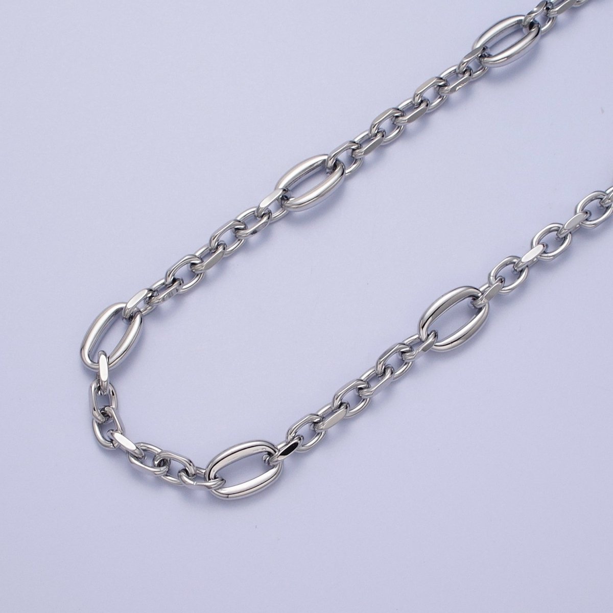 24K Gold plated 9mm Designed Oval Flat Cable Link Gold, Silver Unfinished Chain | ROLL-897, ROLL-898 Clearance Pricing - DLUXCA