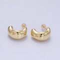24K Gold plated Abstract Wide Band C-Shaped Hoop Earrings | P135 - DLUXCA