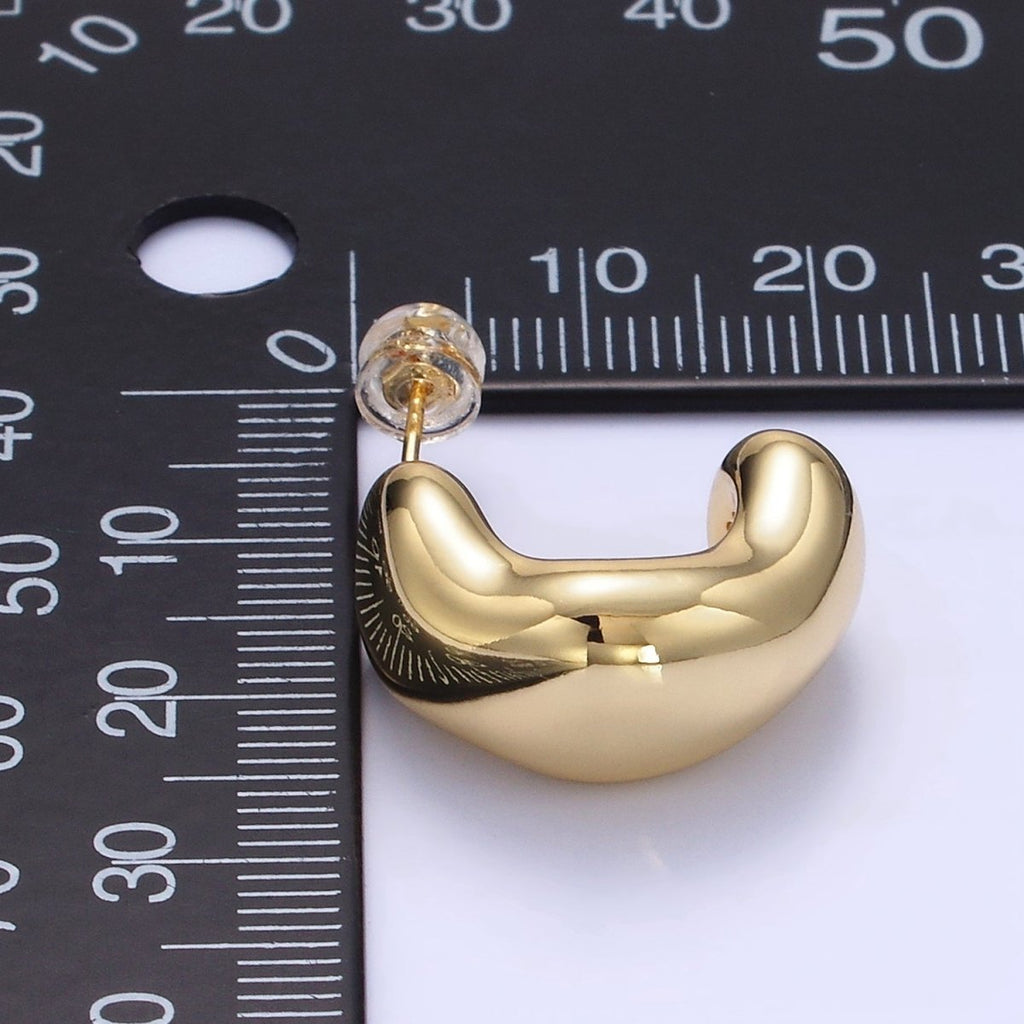 24K Gold plated Abstract Wide Band C-Shaped Hoop Earrings | P135 - DLUXCA