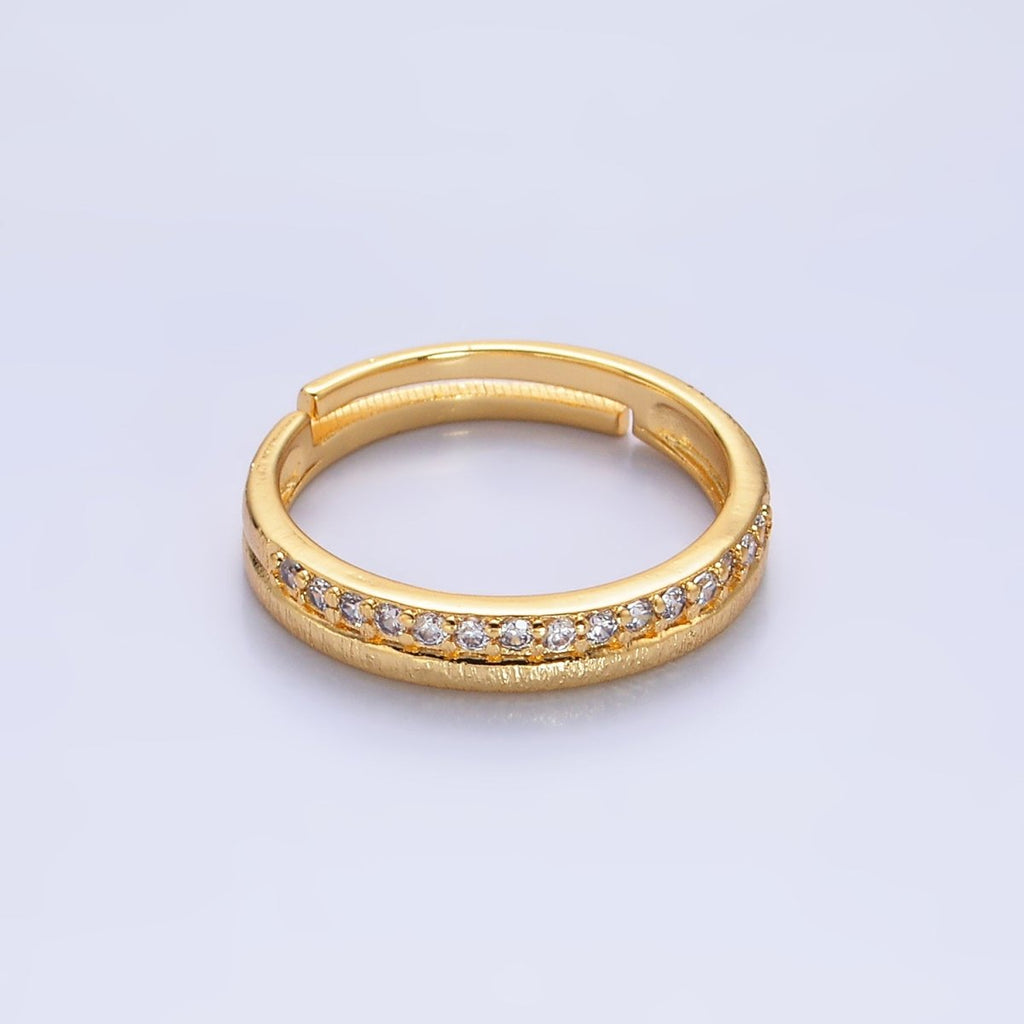 24K Gold plated Adjustable Band Ring with Micro Pave | O - 334 - DLUXCA