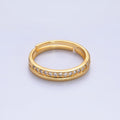 24K Gold plated Adjustable Band Ring with Micro Pave | O - 334 - DLUXCA