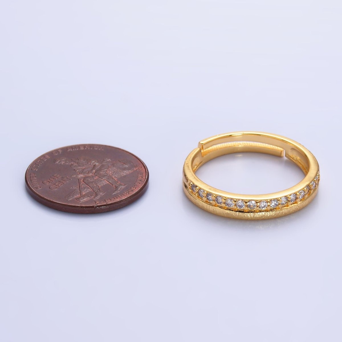 24K Gold plated Adjustable Band Ring with Micro Pave | O - 334 - DLUXCA