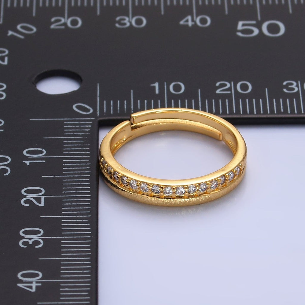 24K Gold plated Adjustable Band Ring with Micro Pave | O - 334 - DLUXCA