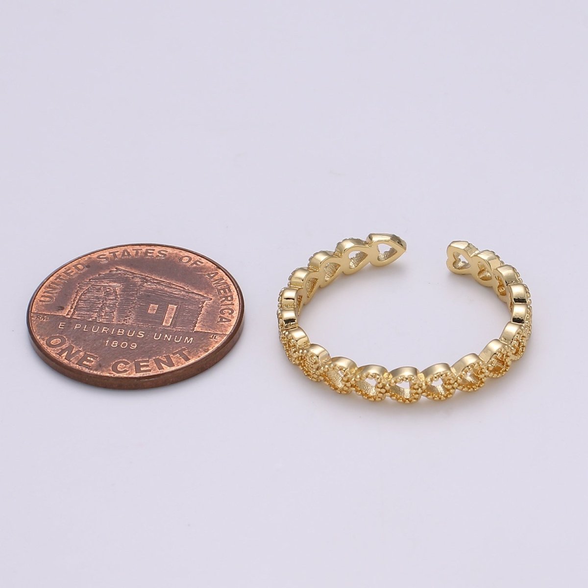 24k Gold plated Adjustable Open Ring Heart Ring Love Ring With Micro CZ Stones For Jewelry Making Supplies R329 - DLUXCA