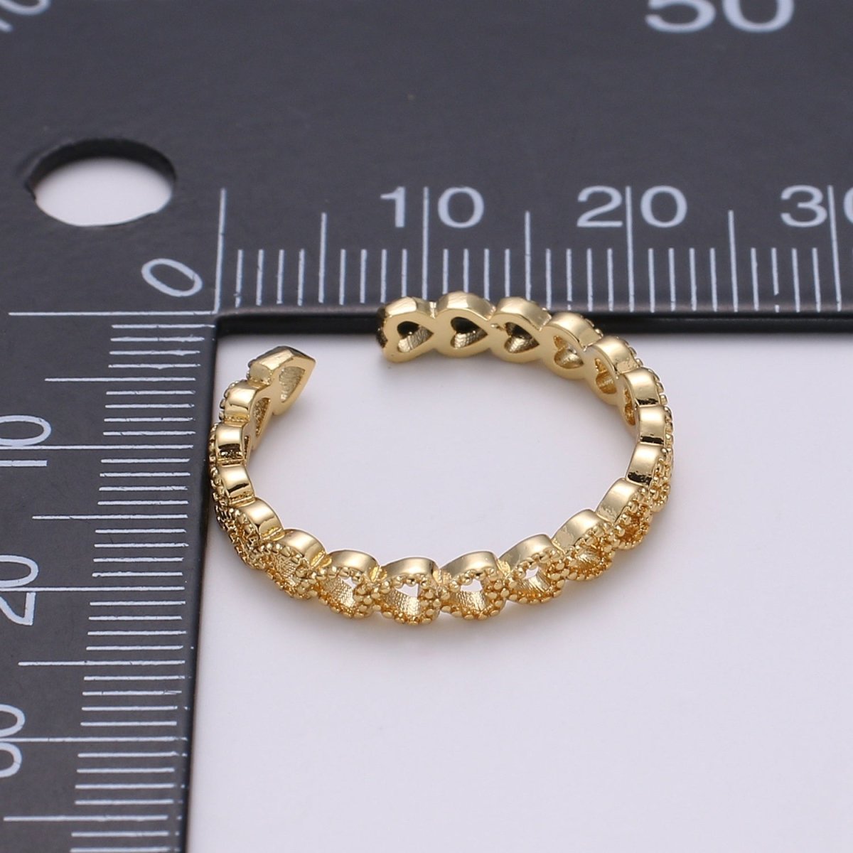 24k Gold plated Adjustable Open Ring Heart Ring Love Ring With Micro CZ Stones For Jewelry Making Supplies R329 - DLUXCA