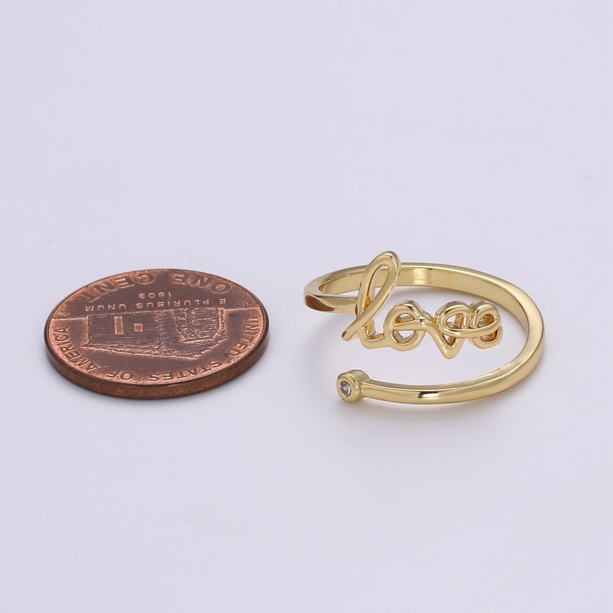 24k Gold plated Adjustable Open Ring Love Ring Word Ring Relationship Gift Promise Ring Trendy For Jewelry Making Supplies - DLUXCA