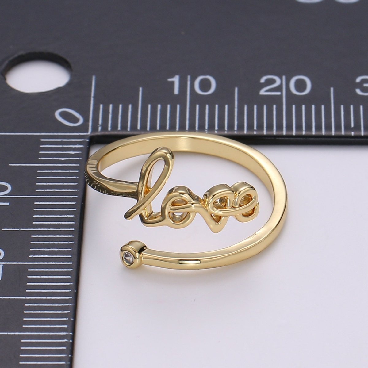 24k Gold plated Adjustable Open Ring Love Ring Word Ring Relationship Gift Promise Ring Trendy For Jewelry Making Supplies - DLUXCA