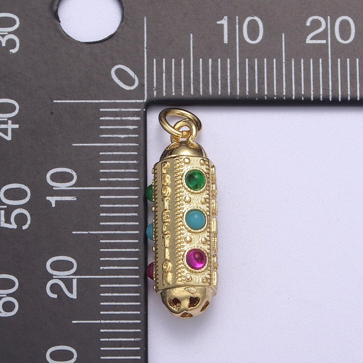 24k Gold plated Amulet Pill Pendant with Encouraging Word " Courage, Protection, Bonheur " written N-306 - DLUXCA