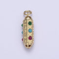 24k Gold plated Amulet Pill Pendant with Encouraging Word " Courage, Protection, Bonheur " written N-306 - DLUXCA