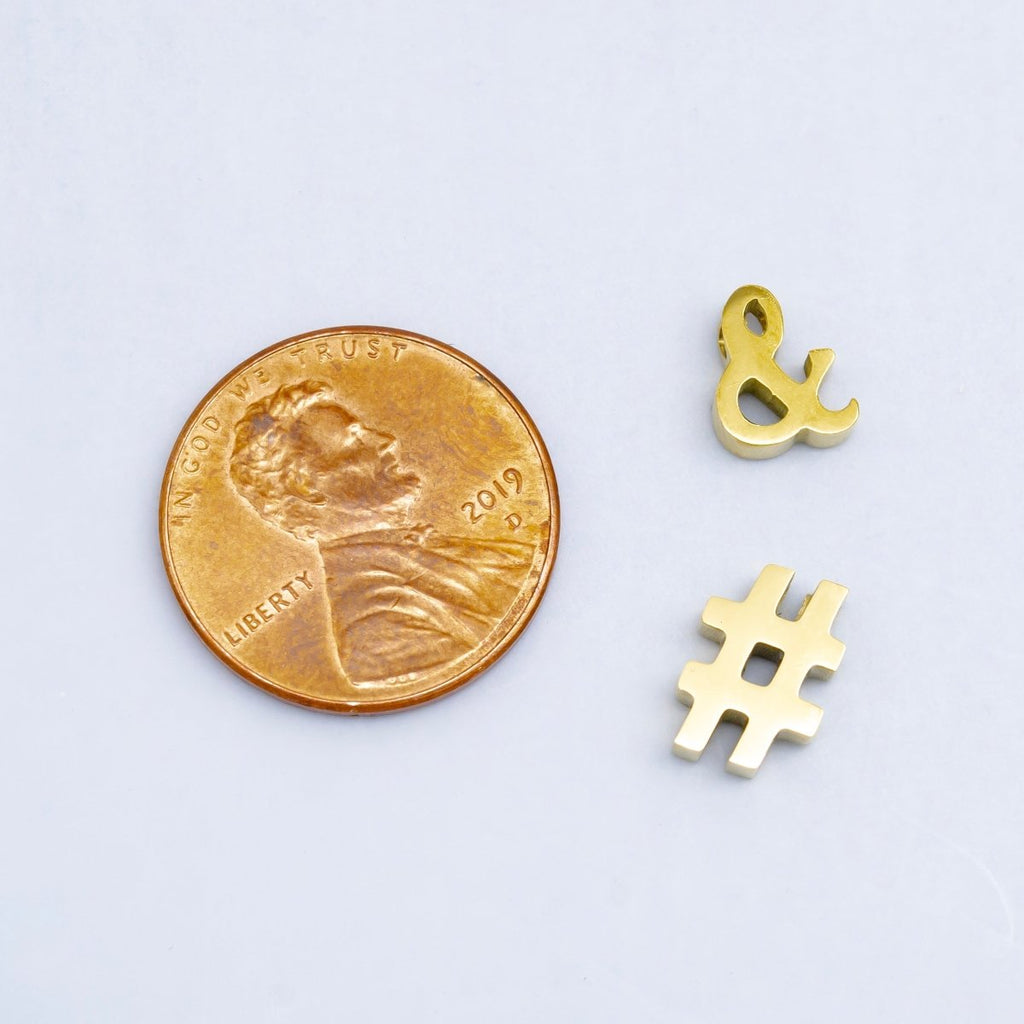 24K Gold plated Ampersand "&" and Number Sign "#" Abbreviation Bead Spacer | B564 B565