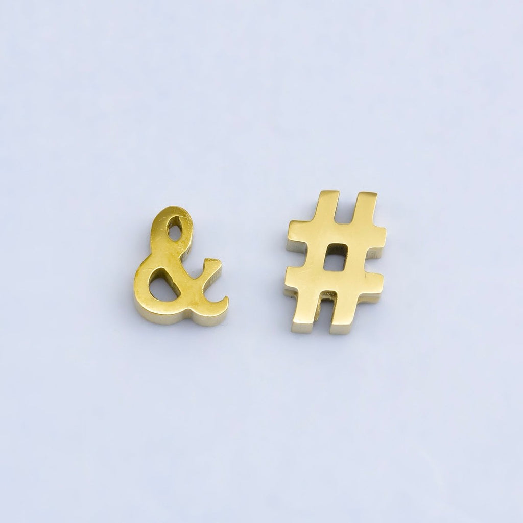 24K Gold plated Ampersand "&" and Number Sign "#" Abbreviation Bead Spacer | B564 B565
