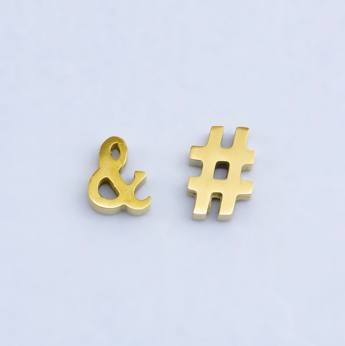 24K Gold plated Ampersand "&" and Number Sign "#" Abbreviation Bead Spacer | B564 B565