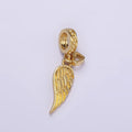 24K Gold plated Angel Wing Open Heart Beaded Rondelle Bail Pendant | D642 - DLUXCA