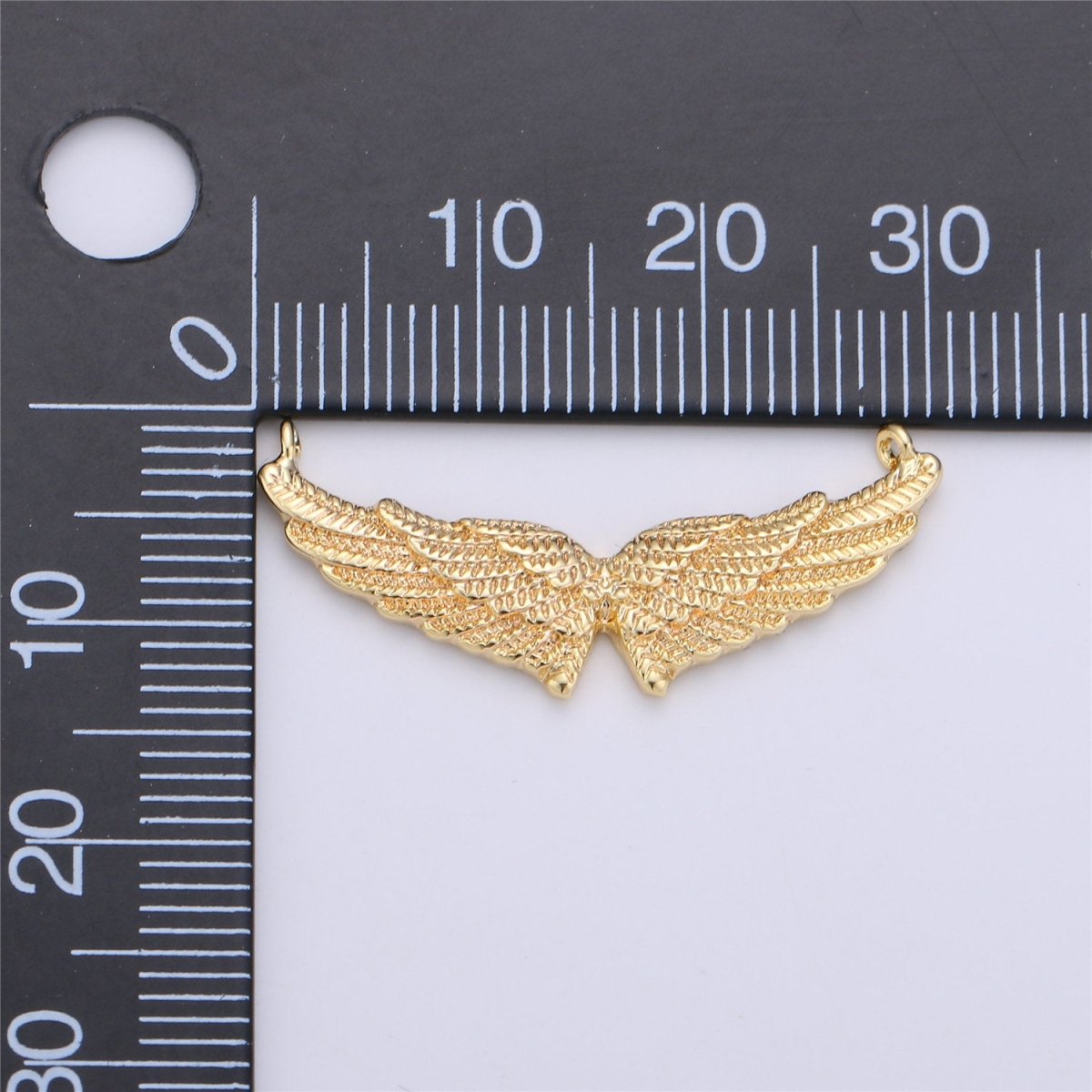 24k Gold plated Angel Wing Pendant Double Wing Charm with Double Bail for Necklace Pendant 15x30mm F-317 - DLUXCA