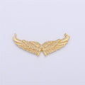 24k Gold plated Angel Wing Pendant Double Wing Charm with Double Bail for Necklace Pendant 15x30mm F-317 - DLUXCA