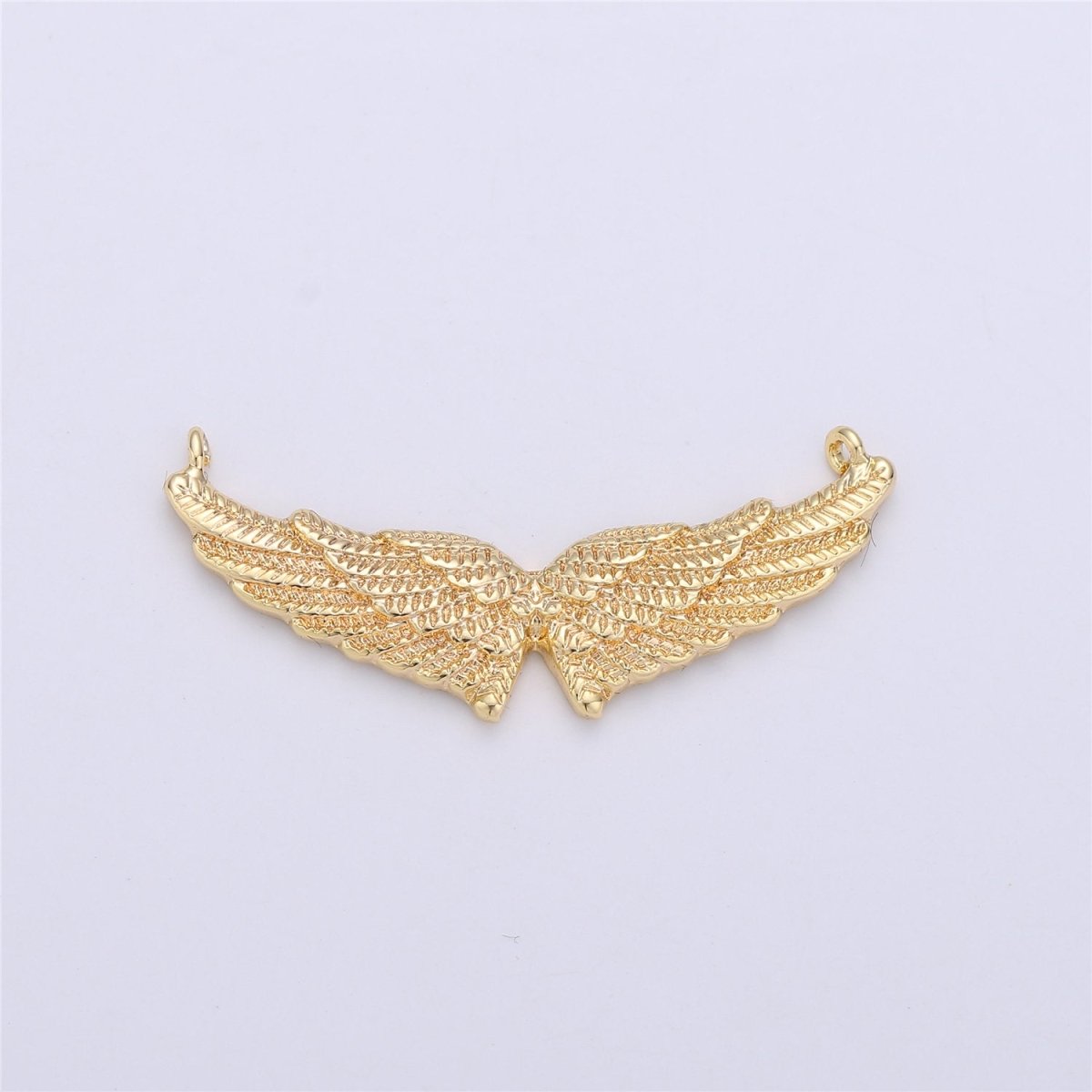 24k Gold plated Angel Wing Pendant Double Wing Charm with Double Bail for Necklace Pendant 15x30mm F-317 - DLUXCA