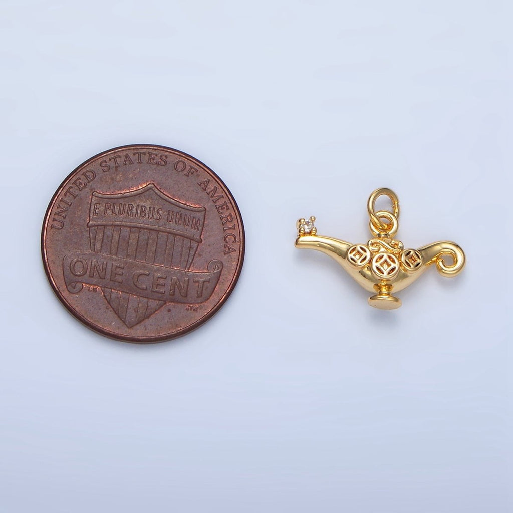 24K Gold plated Artisan Genie Bottle Multidimensional Mini Charm | X888 - DLUXCA