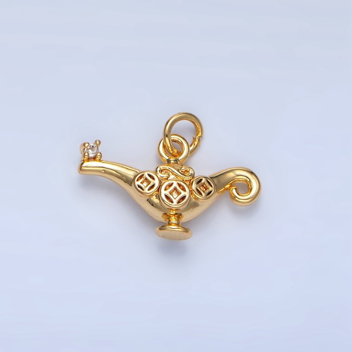 24K Gold plated Artisan Genie Bottle Multidimensional Mini Charm | X888 - DLUXCA