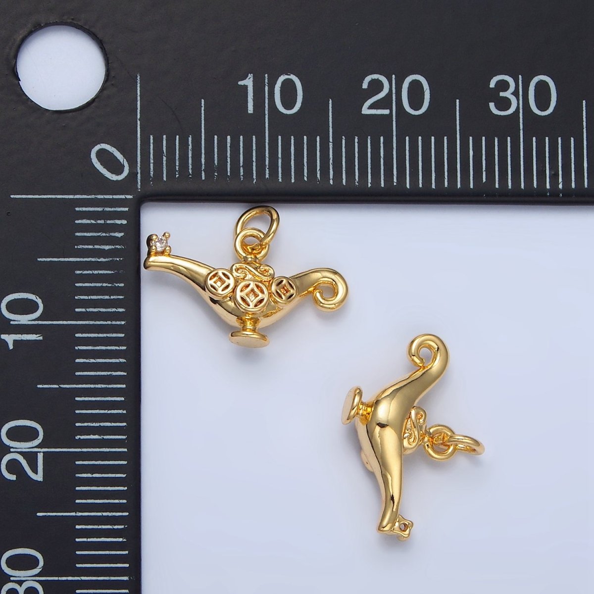 24K Gold plated Artisan Genie Bottle Multidimensional Mini Charm | X888 - DLUXCA