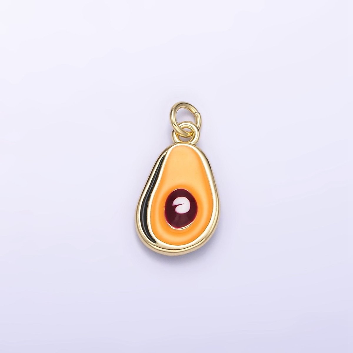 24K Gold plated Avocado Fruit Enamel Mini Charm | C705 - DLUXCA