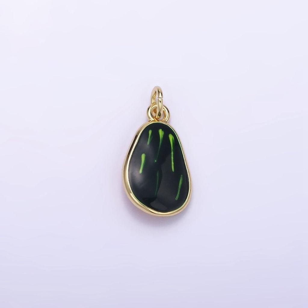 24K Gold plated Avocado Fruit Enamel Mini Charm | C705 - DLUXCA