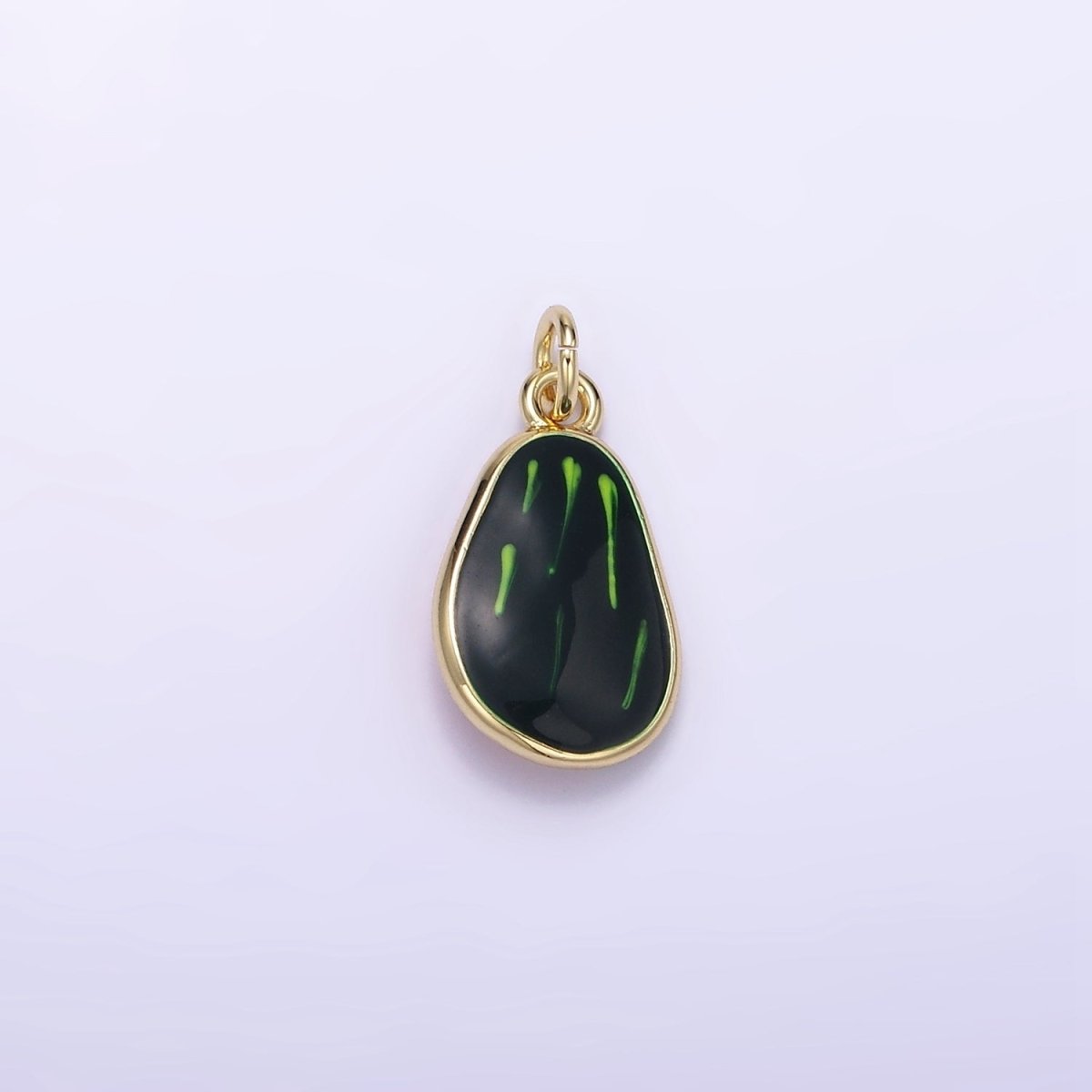 24K Gold plated Avocado Fruit Enamel Mini Charm | C705 - DLUXCA