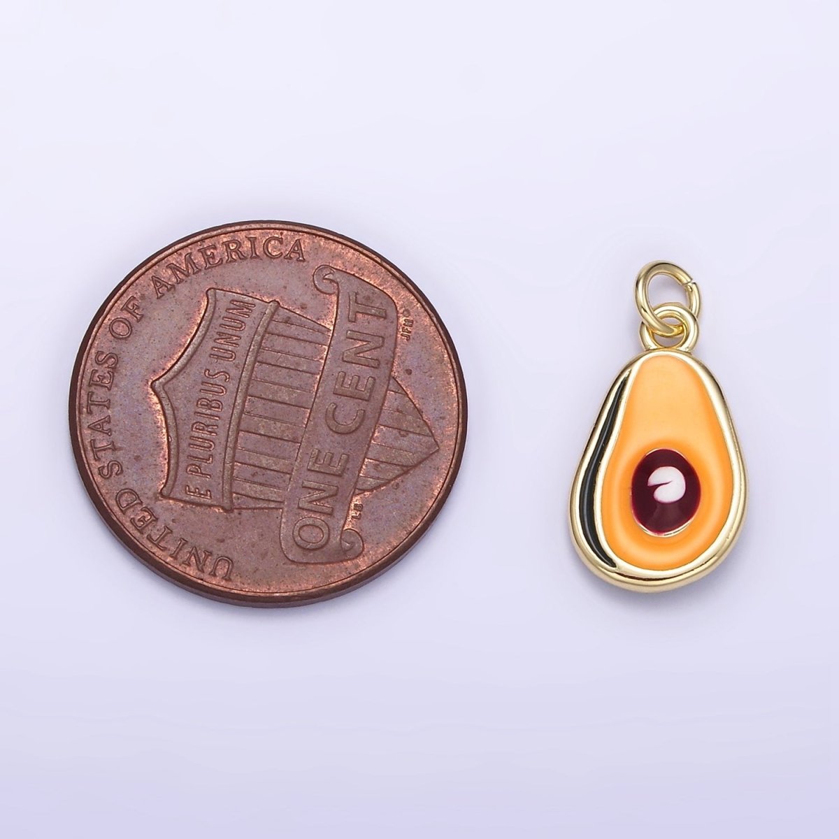 24K Gold plated Avocado Fruit Enamel Mini Charm | C705 - DLUXCA