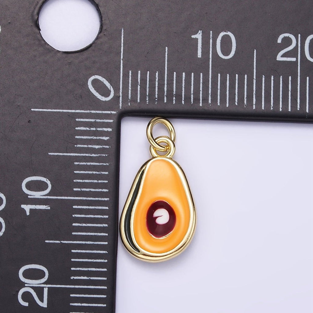 24K Gold plated Avocado Fruit Enamel Mini Charm | C705 - DLUXCA