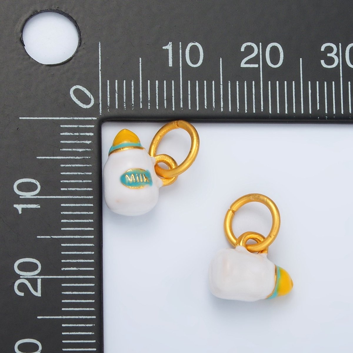 24K Gold plated Baby Milk Bottle Kids Enamel Charm | M155 - DLUXCA