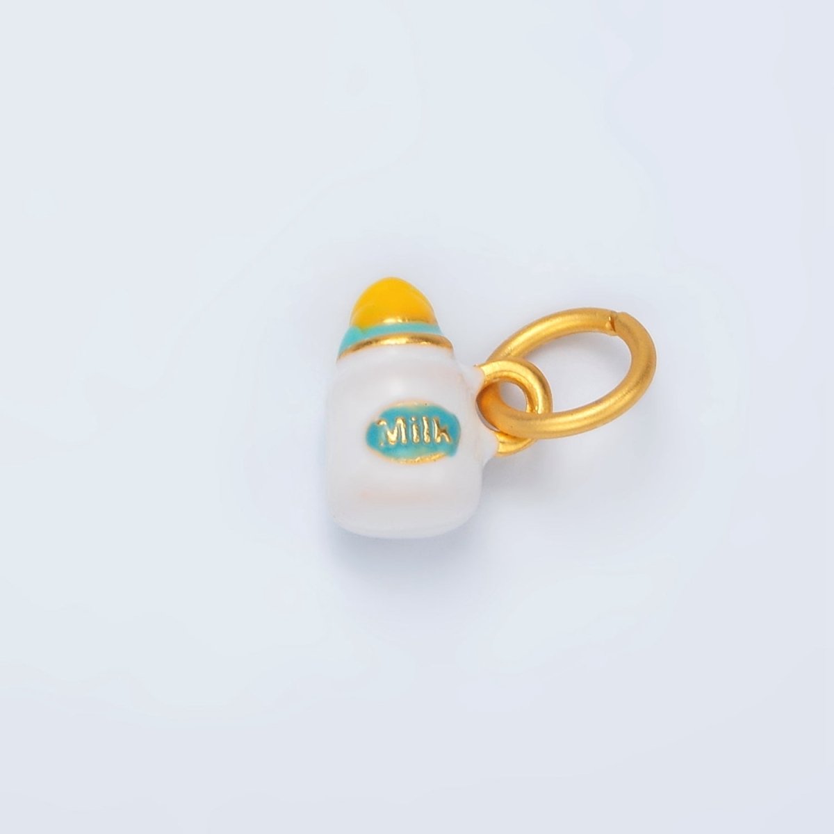 24K Gold plated Baby Milk Bottle Kids Enamel Charm | M155 - DLUXCA
