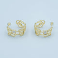 24K Gold plated Baguette Clear CZ Multiple Rope C - Shaped Hoop Earring | AE784 
