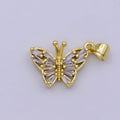 24K Gold plated Baguette CZ Butterfly Animals Pendant | I299 - DLUXCA
