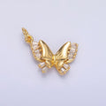 24K Gold plated Baguette CZ Butterfly Charm in Gold & Silver | C018 