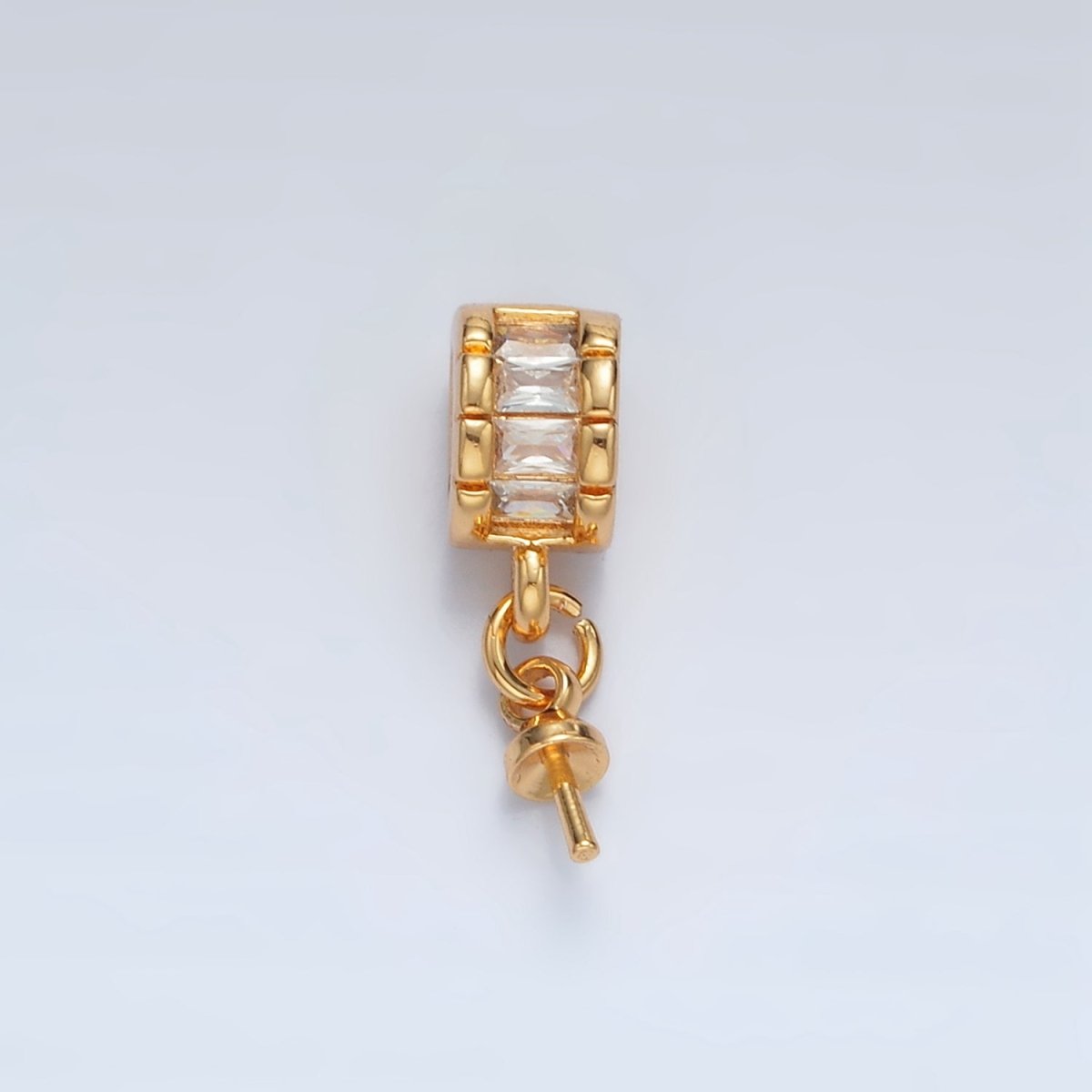 24K Gold plated Baguette CZ Drill Pin Bail Findings | Z849 - DLUXCA