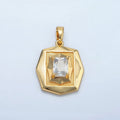 24K Gold plated Baguette CZ Geometric Hexagonal Pendant | I697 - DLUXCA