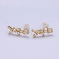 24K Gold plated Baguette CZ Geometric Stud Earrings | AB1176 - DLUXCA