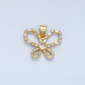 24K Gold plated Baguette CZ Micro Paved Butterfly Pendant | AA - 800 - DLUXCA