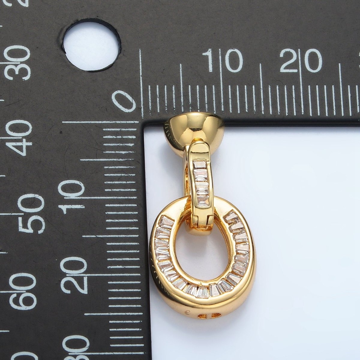 24K Gold plated Baguette CZ Oval Snap Latch Closure Findings | Z901 - DLUXCA