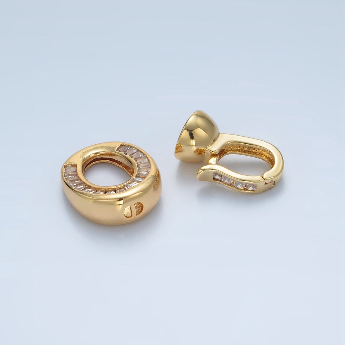 24K Gold plated Baguette CZ Oval Snap Latch Closure Findings | Z901 - DLUXCA