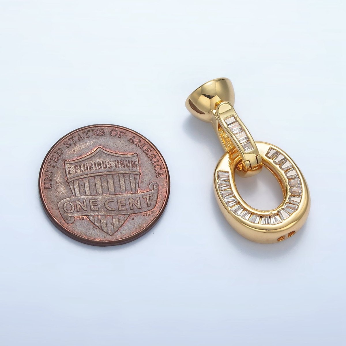 24K Gold plated Baguette CZ Oval Snap Latch Closure Findings | Z901 - DLUXCA