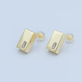 24K Gold plated Baguette CZ Rectangular Stud Earrings | AD522 