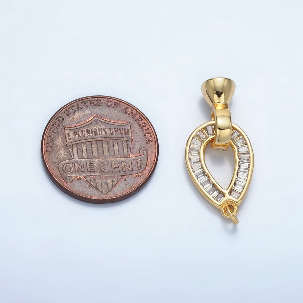 24K Gold plated Baguette CZ Teardrop Snap Latch Closure Findings | Z900 - DLUXCA
