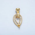 24K Gold plated Baguette CZ Teardrop Snap Latch Closure Findings | Z900 - DLUXCA