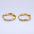 24K Gold plated Baguette CZ U - Shaped Oblong Hoop Earring in Gold & Silver | AB869 AB870 