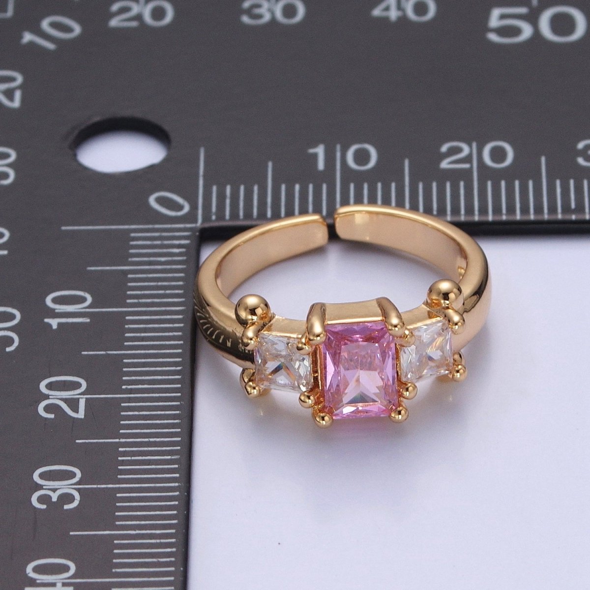 24K Gold plated Baguette Square Cubic Zirconia CZ Promise Ring O-2272 O-2273 O-2274 O-2275