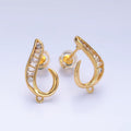24K Gold plated Baguette U - Curved Loop Stud Earrings Findings | Z1064 - DLUXCA